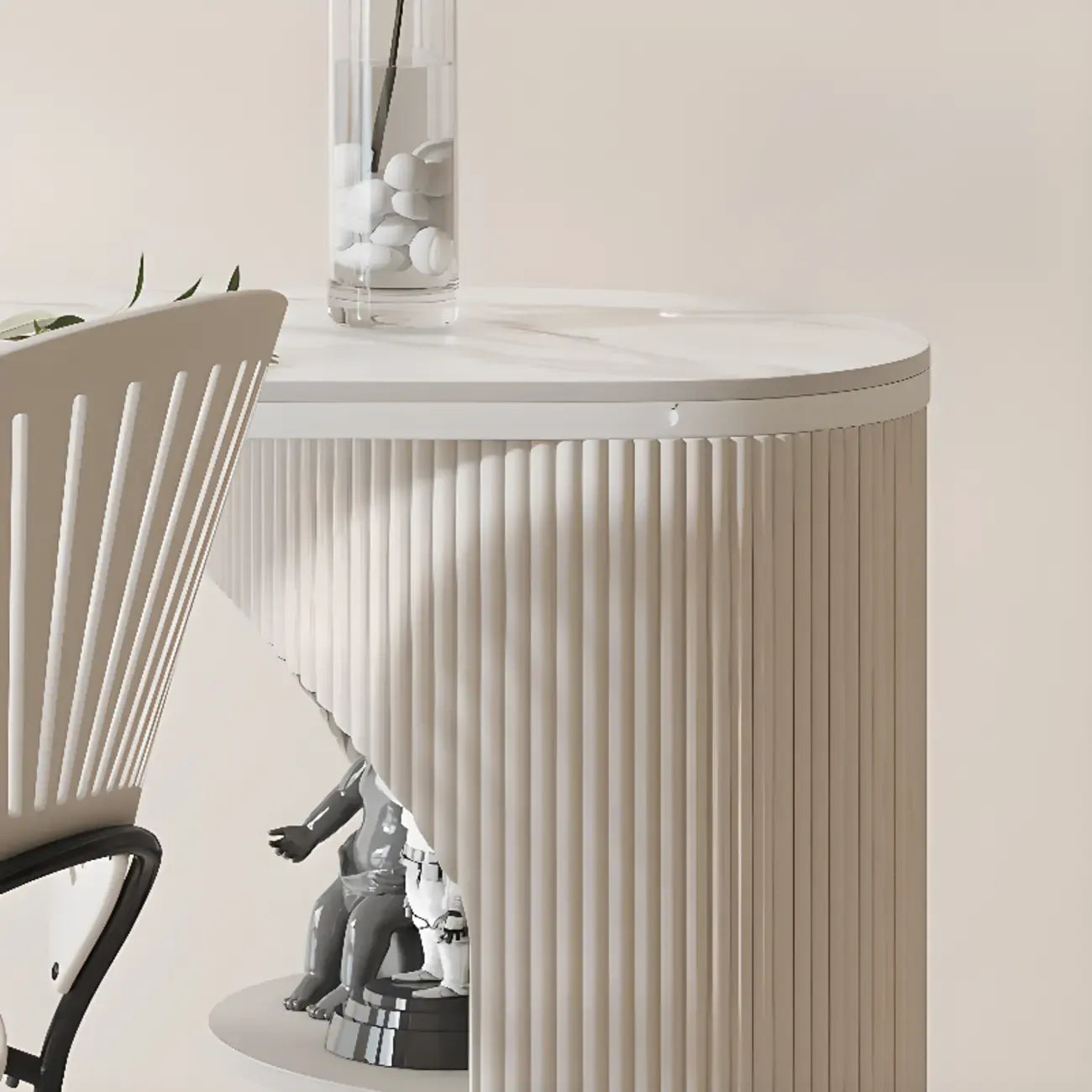 Modern White Stone Ribbed Iron 3-Layer Storage Bar Tables