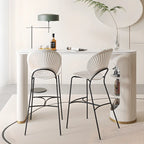 Modern White Stone Ribbed Iron 3-Layer Storage Bar Tables