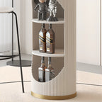 Modern White Stone Ribbed Iron 3-Layer Storage Bar Tables