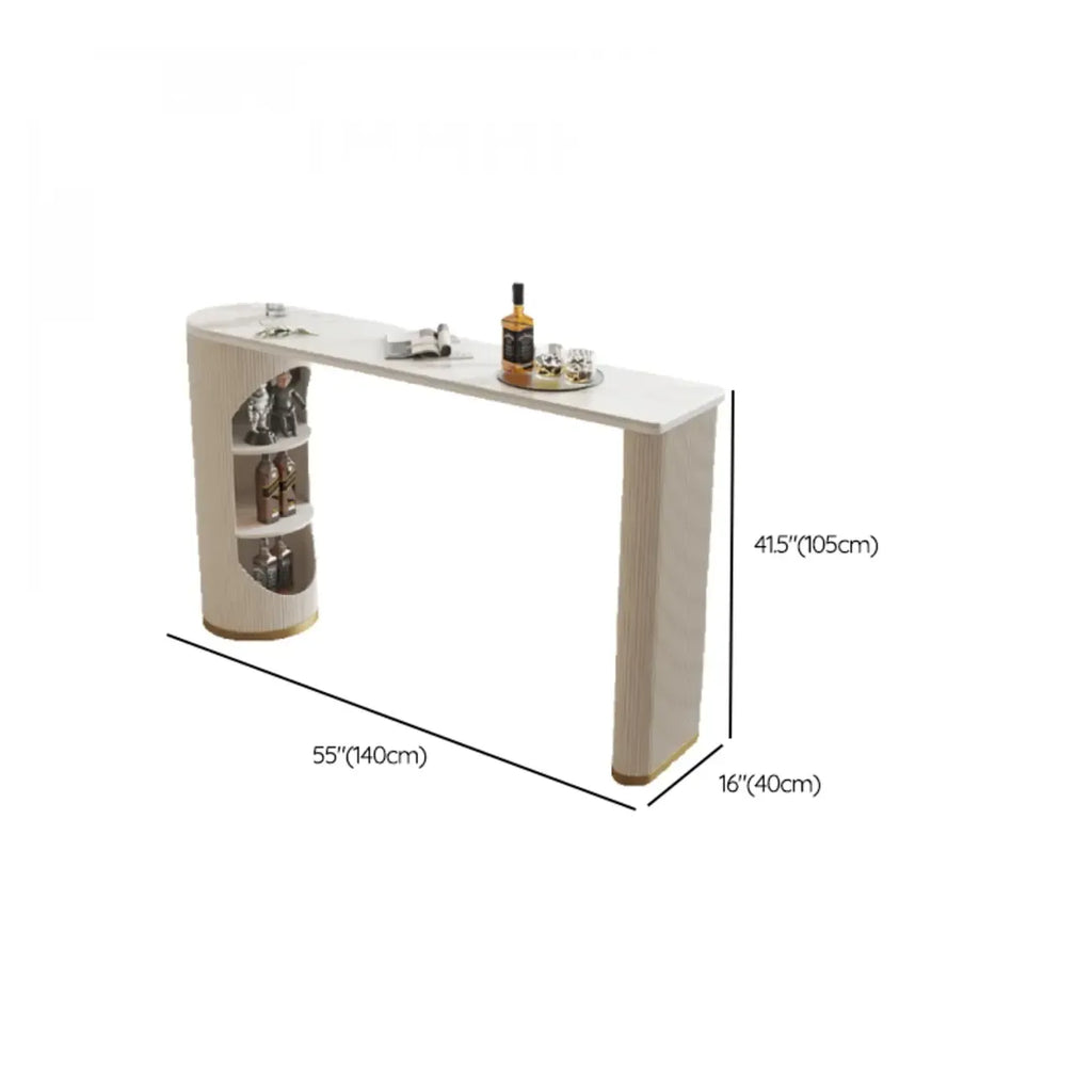 Modern White Stone Ribbed Iron 3-Layer Storage Bar Tables