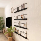 Simple Black Metal Wall-Mounted Bookshelf Set