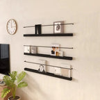Simple Black Metal Wall-Mounted Bookshelf Set