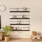 Simple Black Metal Wall-Mounted Bookshelf Set