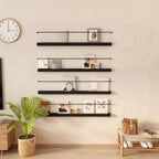 Simple Black Metal Wall-Mounted Bookshelf Set