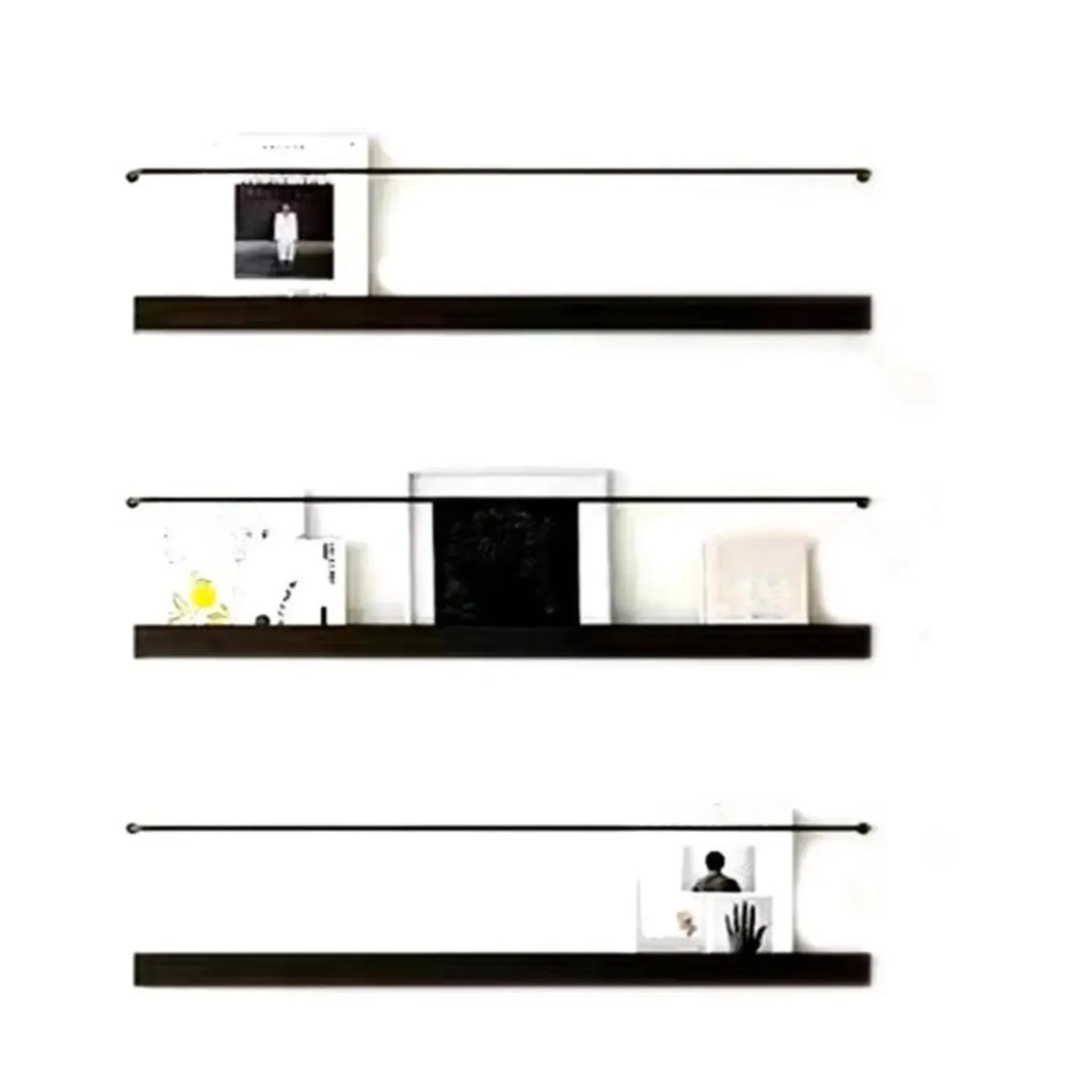 Simple Black Metal Wall-Mounted Bookshelf Set