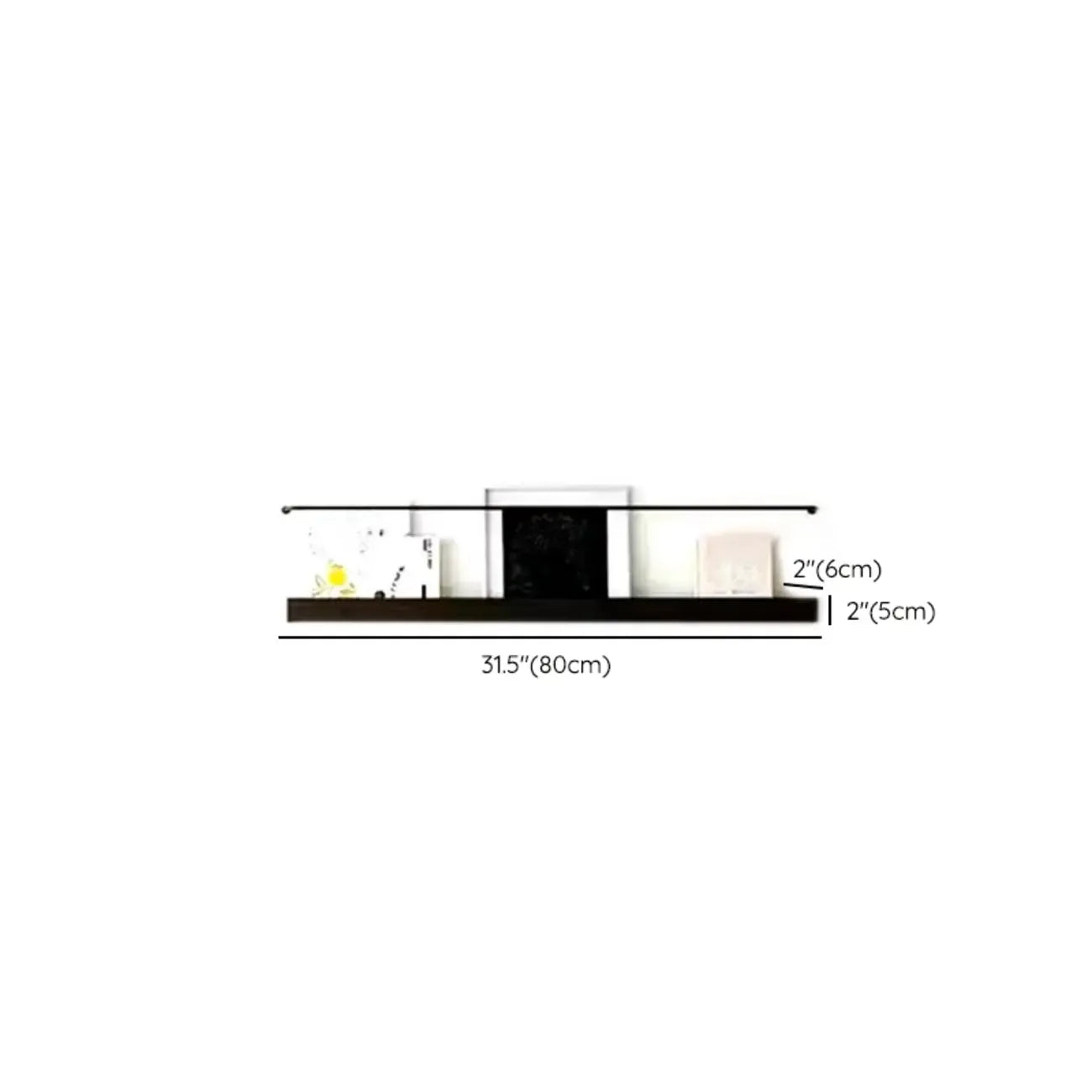 Simple Black Metal Wall-Mounted Bookshelf Set