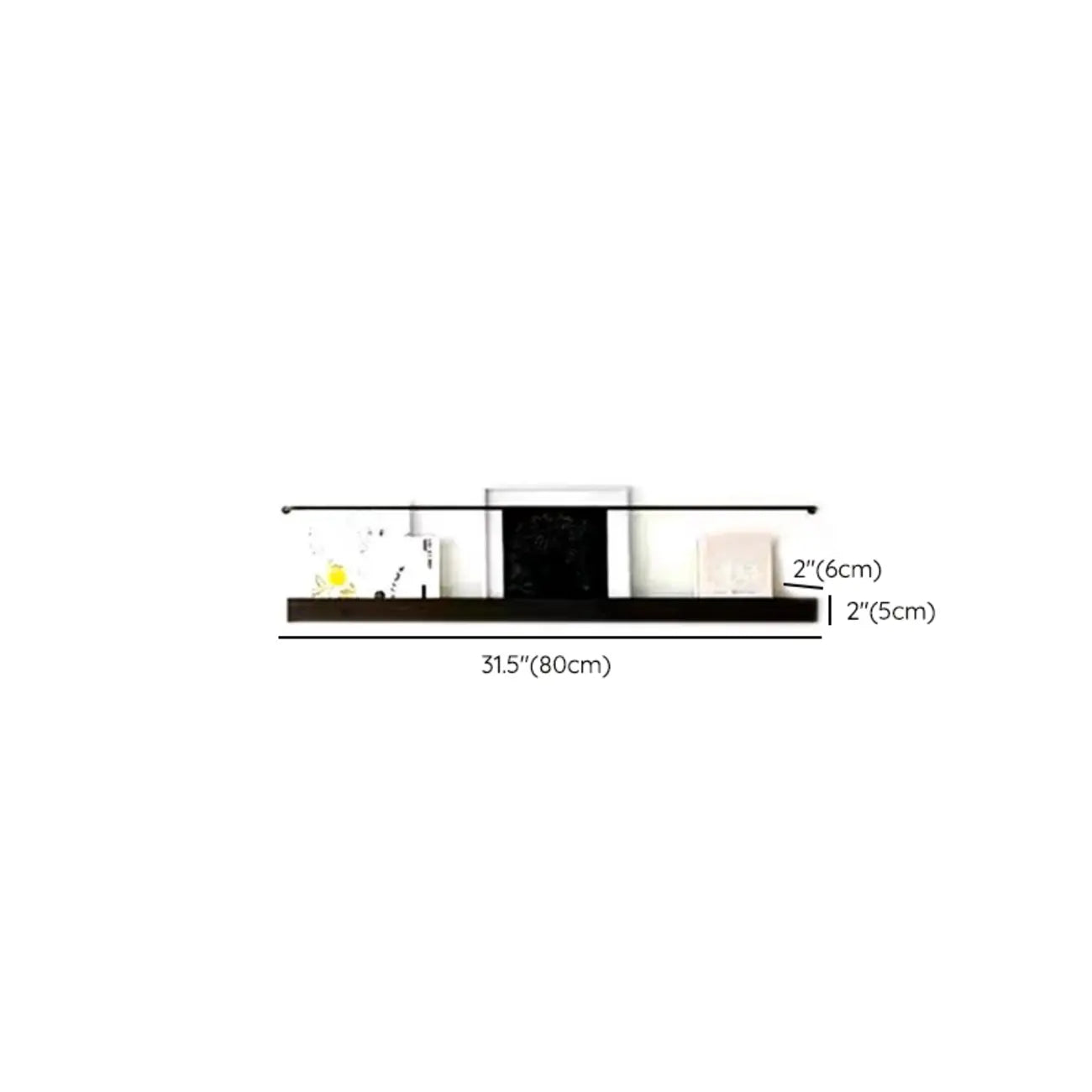Simple Black Metal Wall-Mounted Bookshelf Set