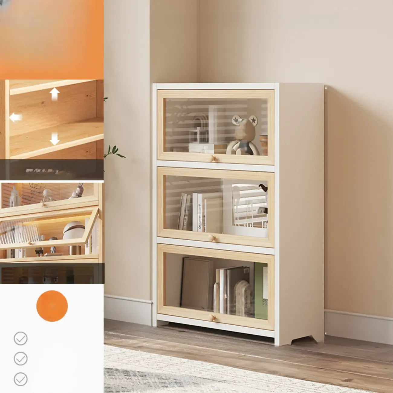 Classic Natural Finish Solid Wood 5-Shelf Display Bookcase