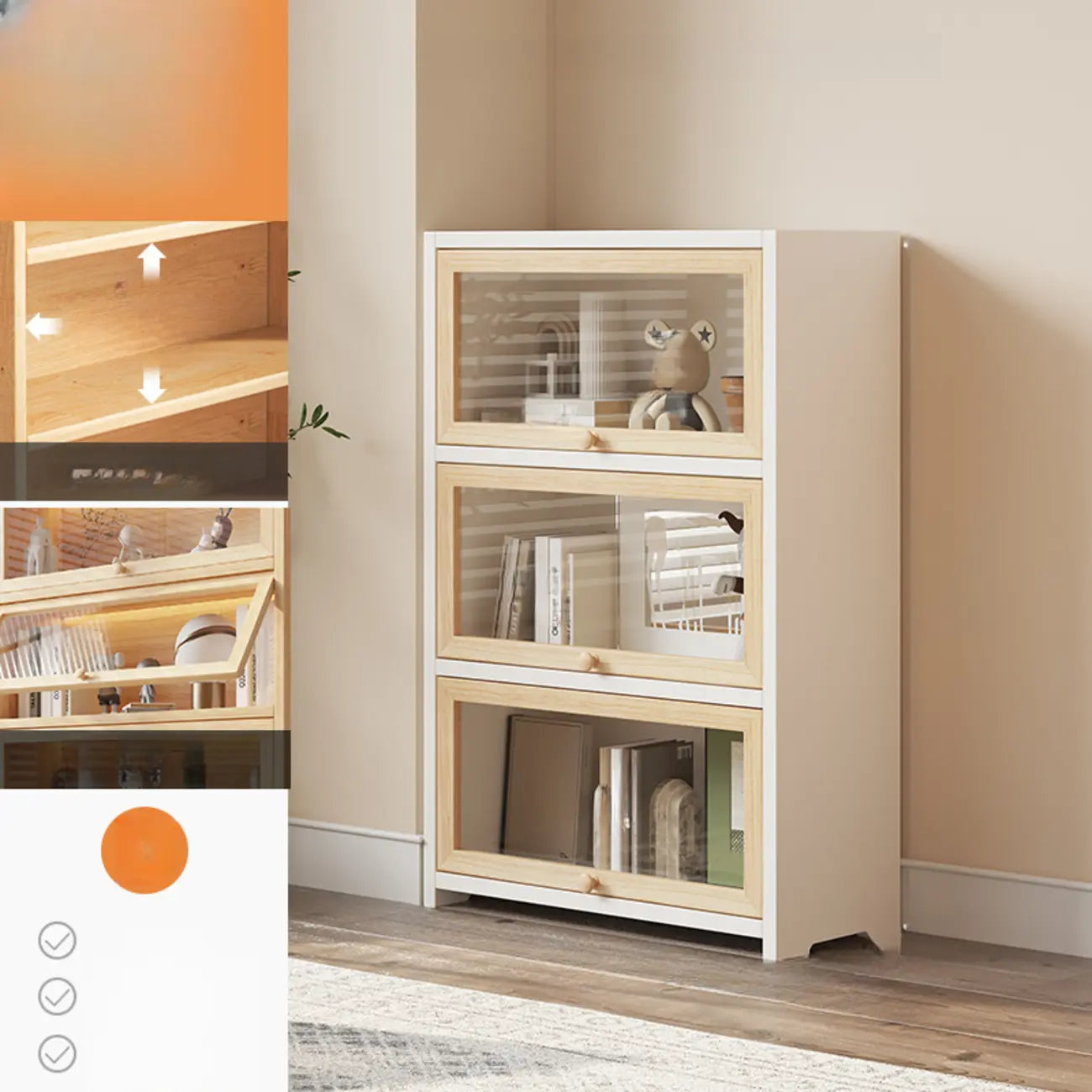 Classic Natural Finish Solid Wood 5-Shelf Display Bookcase