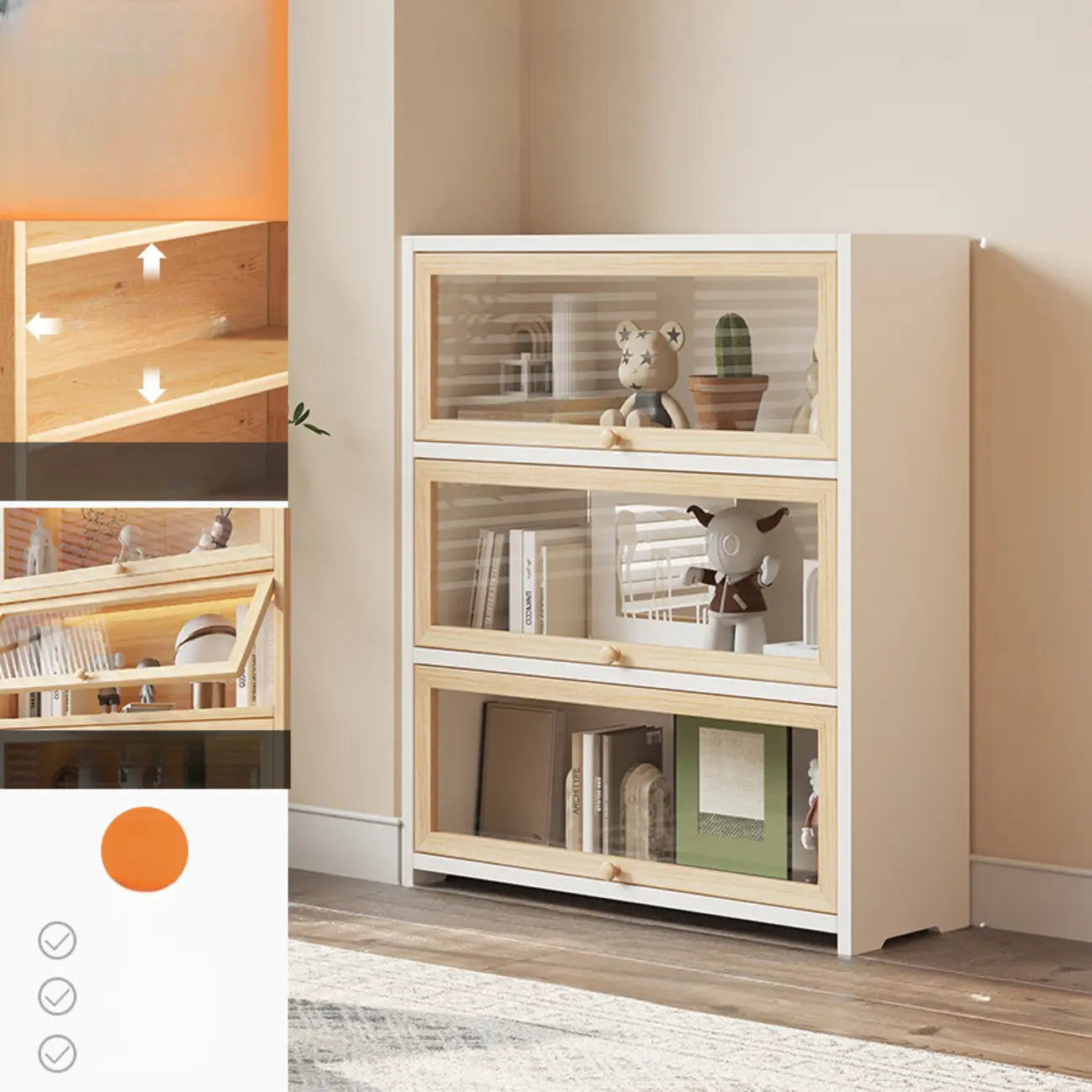 Classic Natural Finish Solid Wood 5-Shelf Display Bookcase