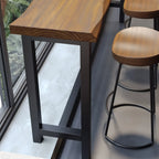 Modern Brown Wooden Grain Iron Trestle Bar Tables