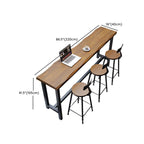Modern Brown Wooden Grain Iron Trestle Bar Tables