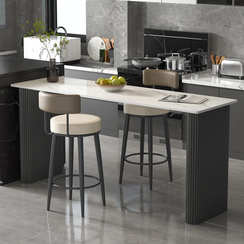 Glam White Stone Metal Striped Pillar Bar Tables