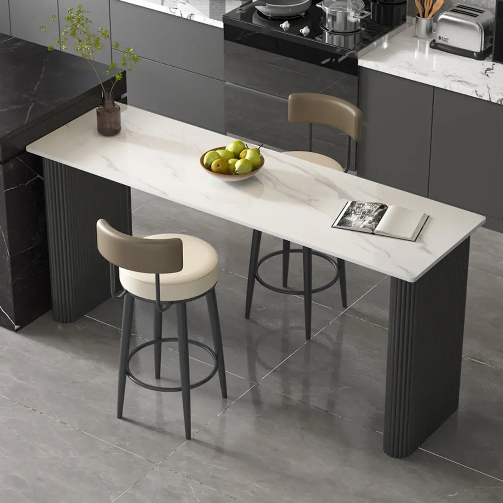 Glam White Stone Metal Striped Pillar Bar Tables