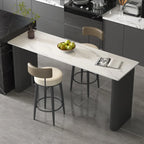 Glam White Stone Metal Striped Pillar Bar Tables