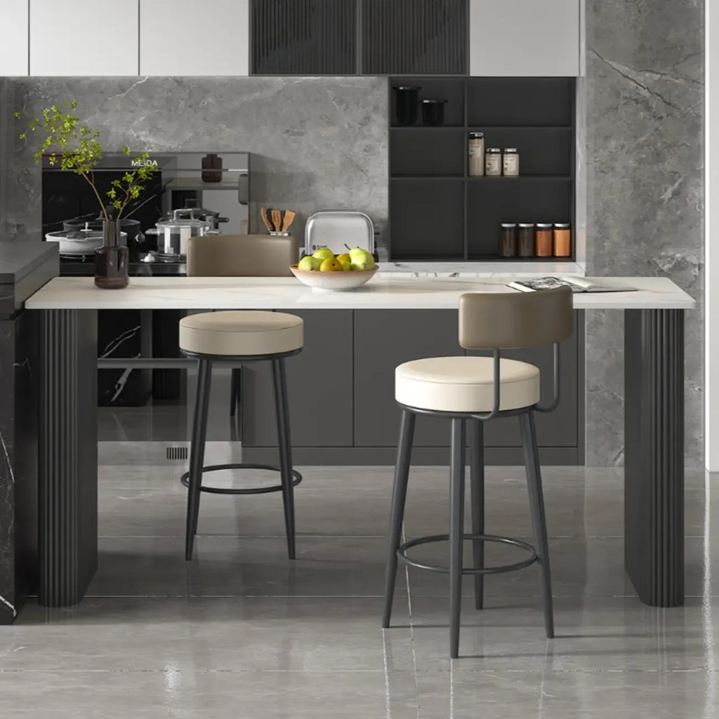 Glam White Stone Metal Striped Pillar Bar Tables