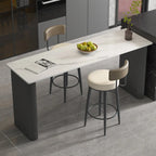 Glam White Stone Metal Striped Pillar Bar Tables