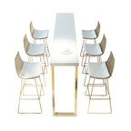 Lavish White Wood Gold Metal Sled Bar Tables