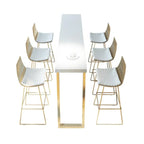 Lavish White Wood Gold Metal Sled Bar Tables