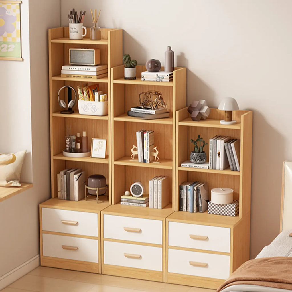 Multi-functional Wooden 5-Shelf Closed Back White Bookcase
