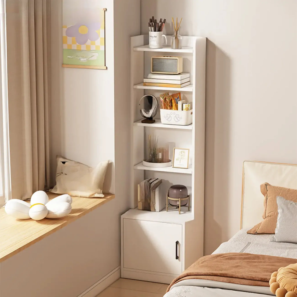 Multi-functional Wooden 5-Shelf Closed Back White Bookcase