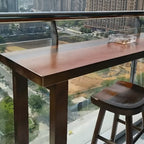 Simple Brown Pine Wood Sled Bar Table for Pub