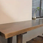 Simple Brown Pine Wood Sled Bar Table for Pub