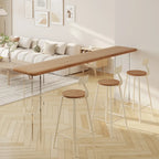 Modern Natural Wood Transparent Twin Pedestal Bar Tables