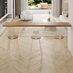 Modern Natural Wood Transparent Twin Pedestal Bar Tables