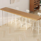 Modern Natural Wood Transparent Twin Pedestal Bar Tables