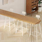 Modern Natural Wood Transparent Twin Pedestal Bar Tables