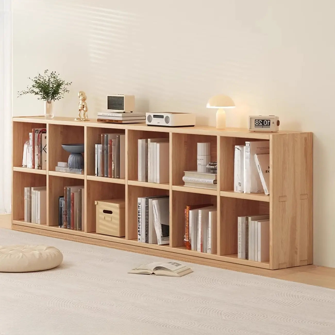Natural Finish Durable Wooden 10-Cube Open Bookcase