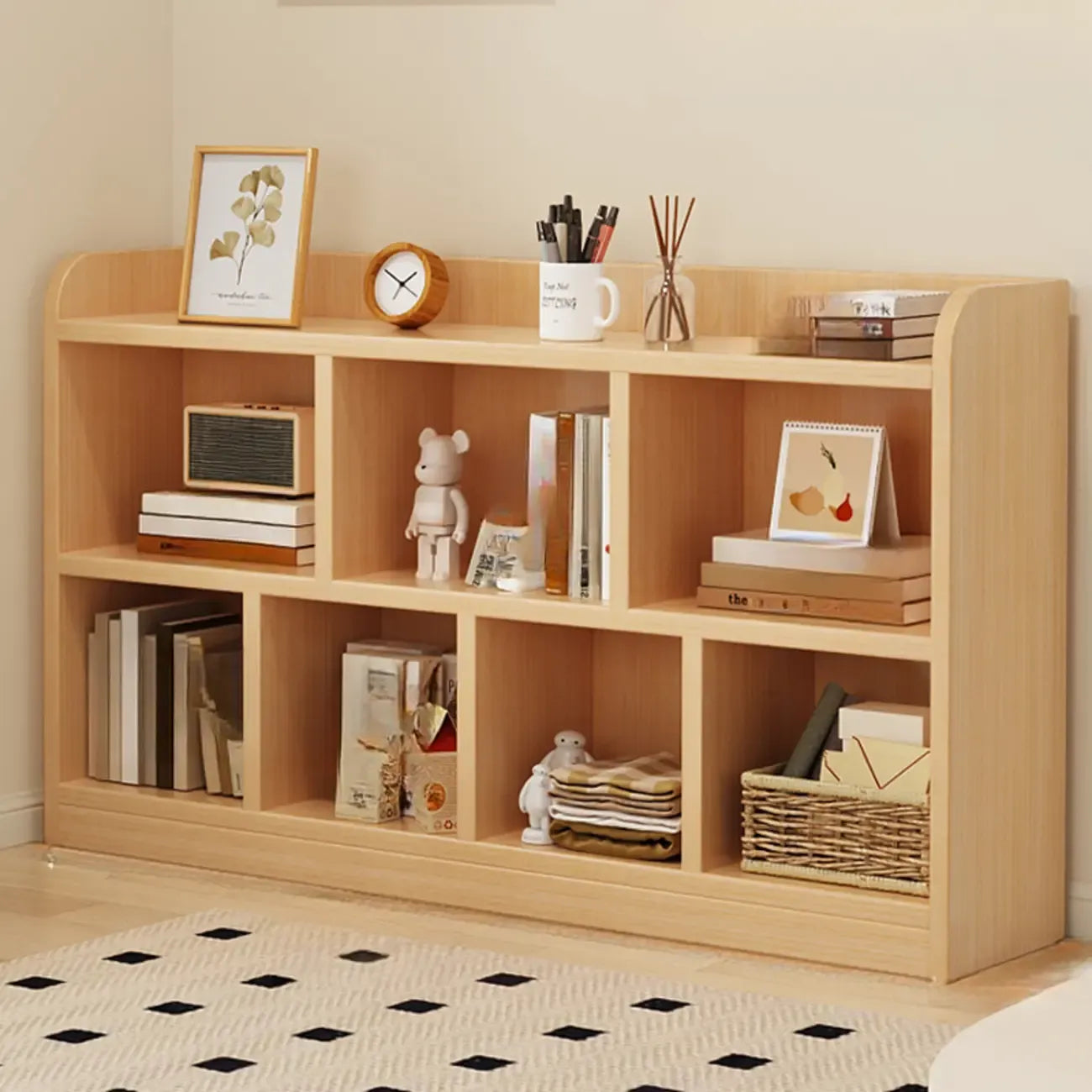 Natural Finish Durable Wooden 10-Cube Open Bookcase