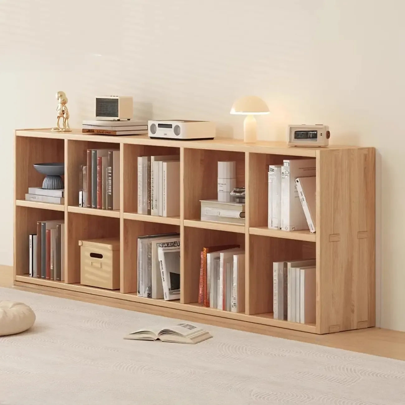 Natural Finish Durable Wooden 10-Cube Open Bookcase