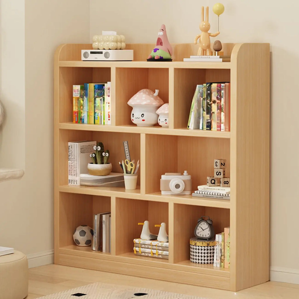 Natural Finish Durable Wooden 10-Cube Open Bookcase