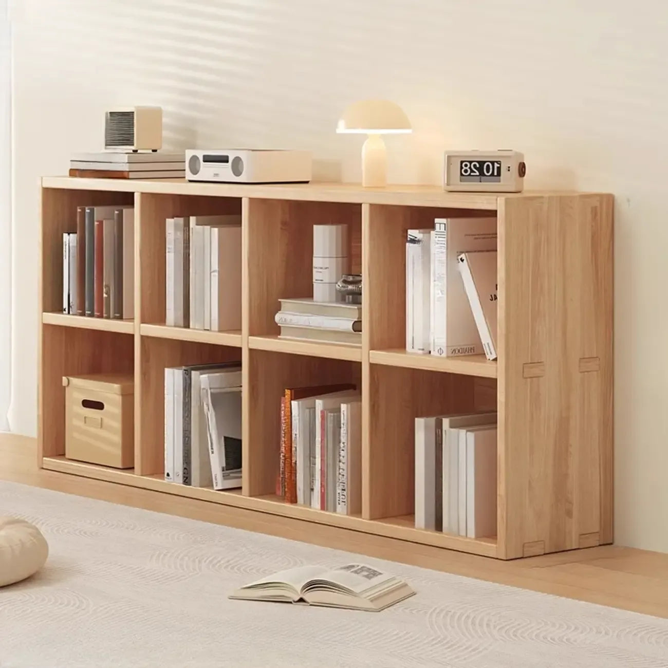 Natural Finish Durable Wooden 10-Cube Open Bookcase