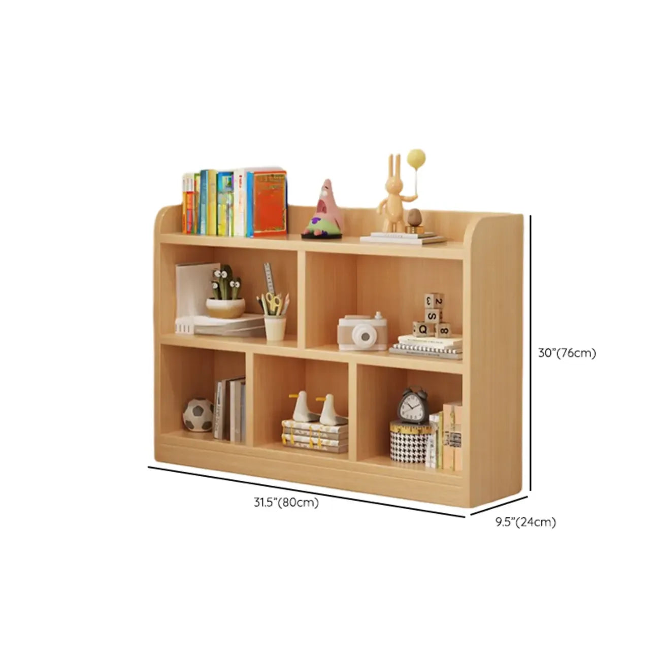 Natural Finish Durable Wooden 10-Cube Open Bookcase