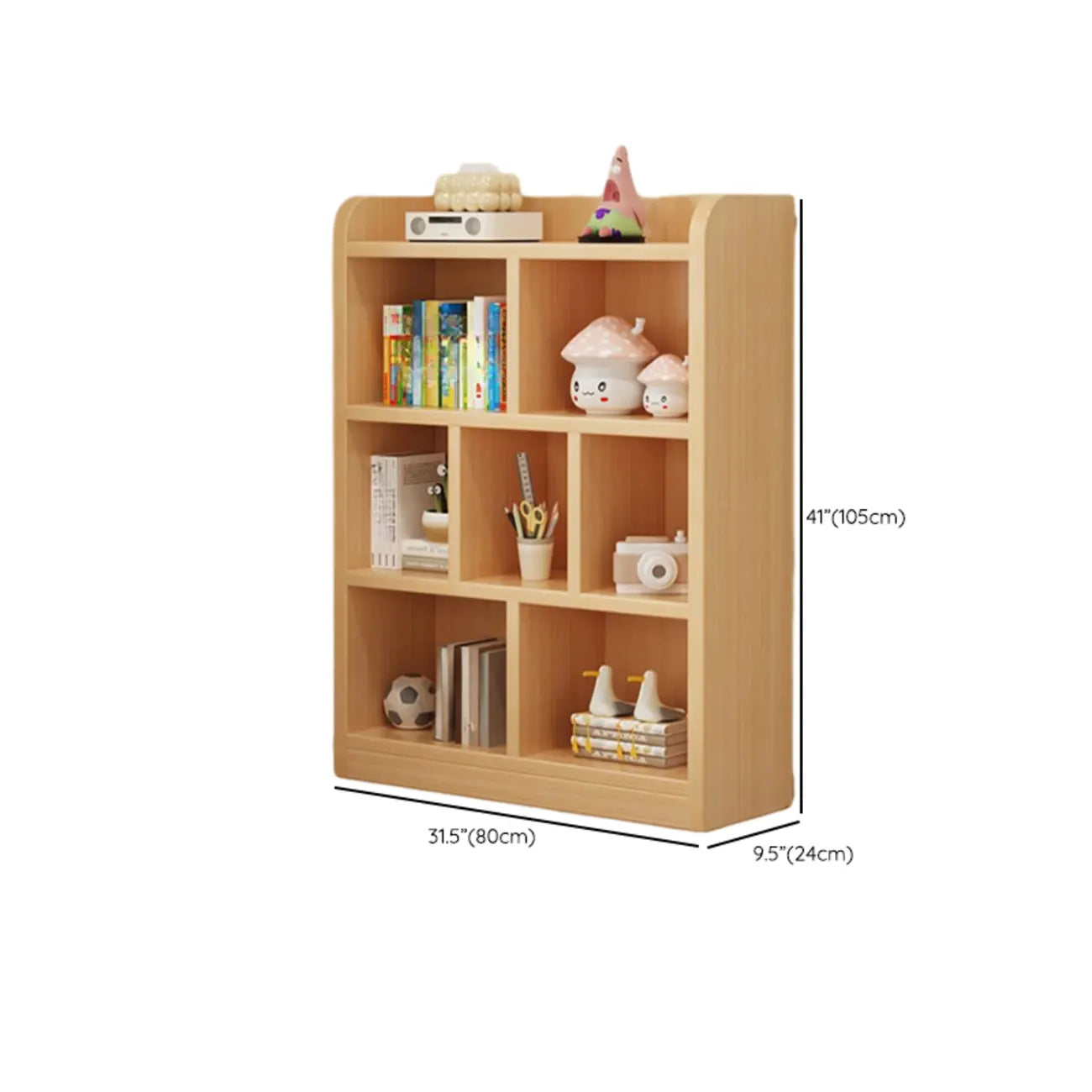 Natural Finish Durable Wooden 10-Cube Open Bookcase