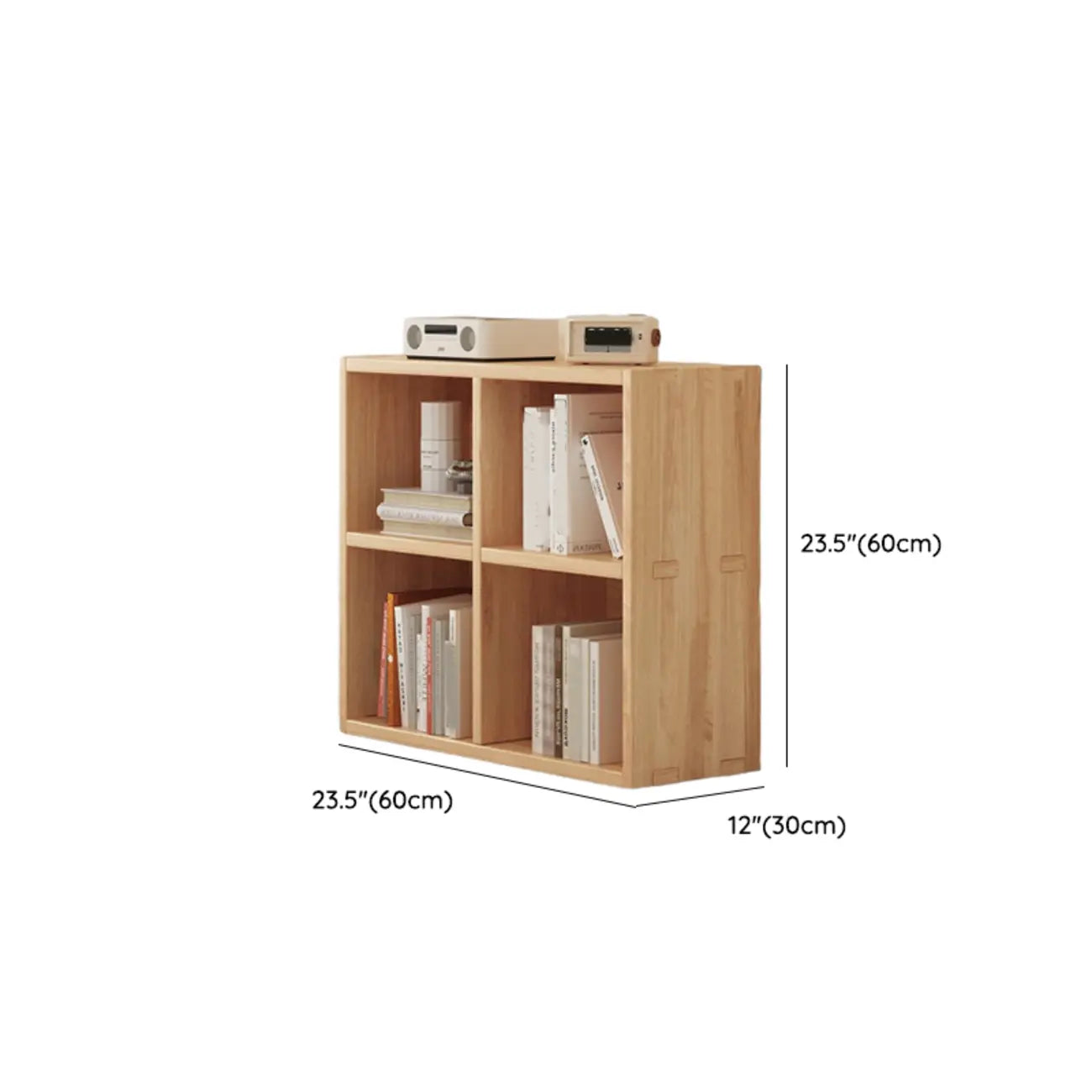 Simple Horizontal Short Natural Wood 2 Shelves Bookcase