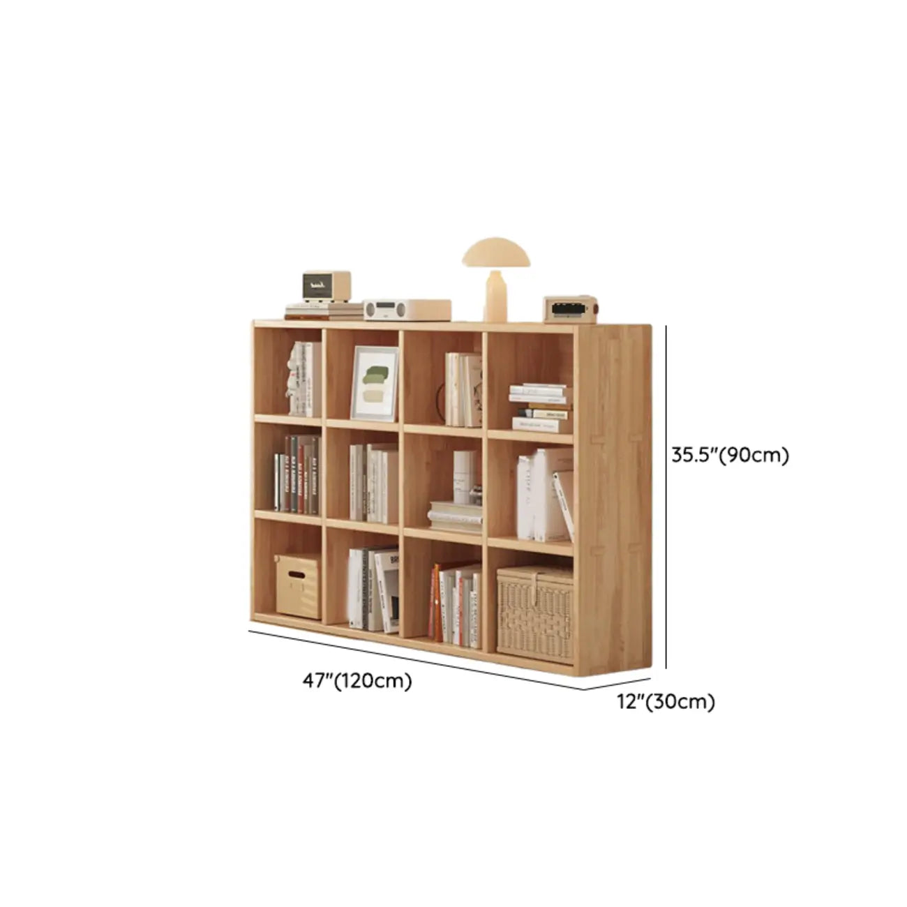 Simple Horizontal Short Natural Wood 2 Shelves Bookcase