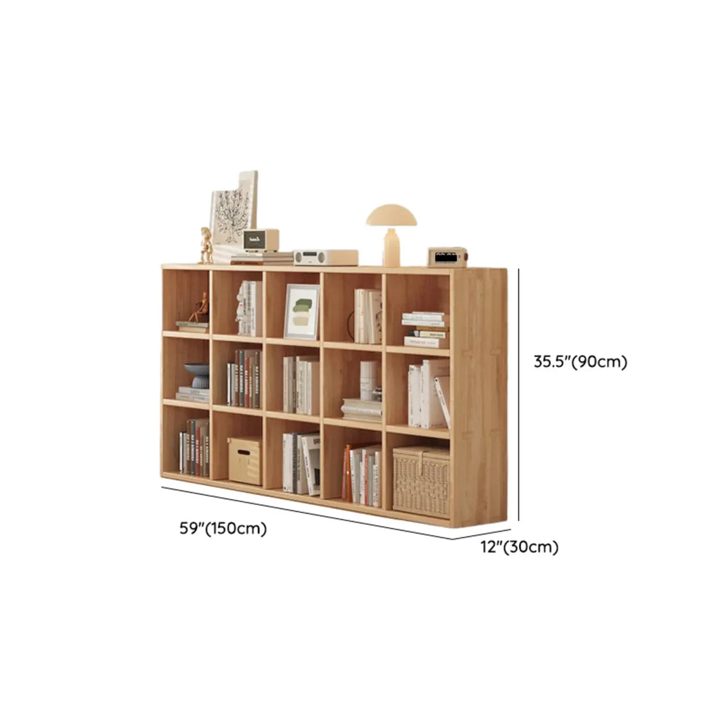 Simple Horizontal Short Natural Wood 2 Shelves Bookcase