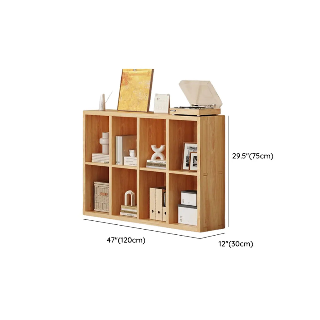 Simple Horizontal Short Natural Wood 2 Shelves Bookcase