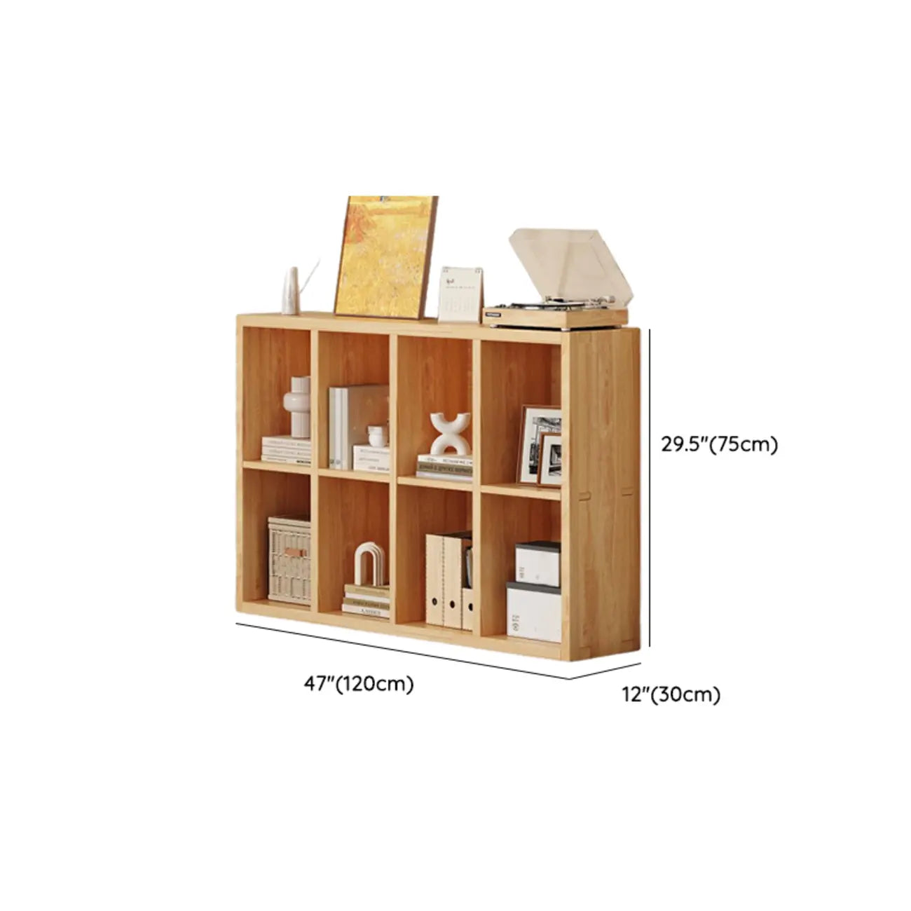 Simple Horizontal Short Natural Wood 2 Shelves Bookcase
