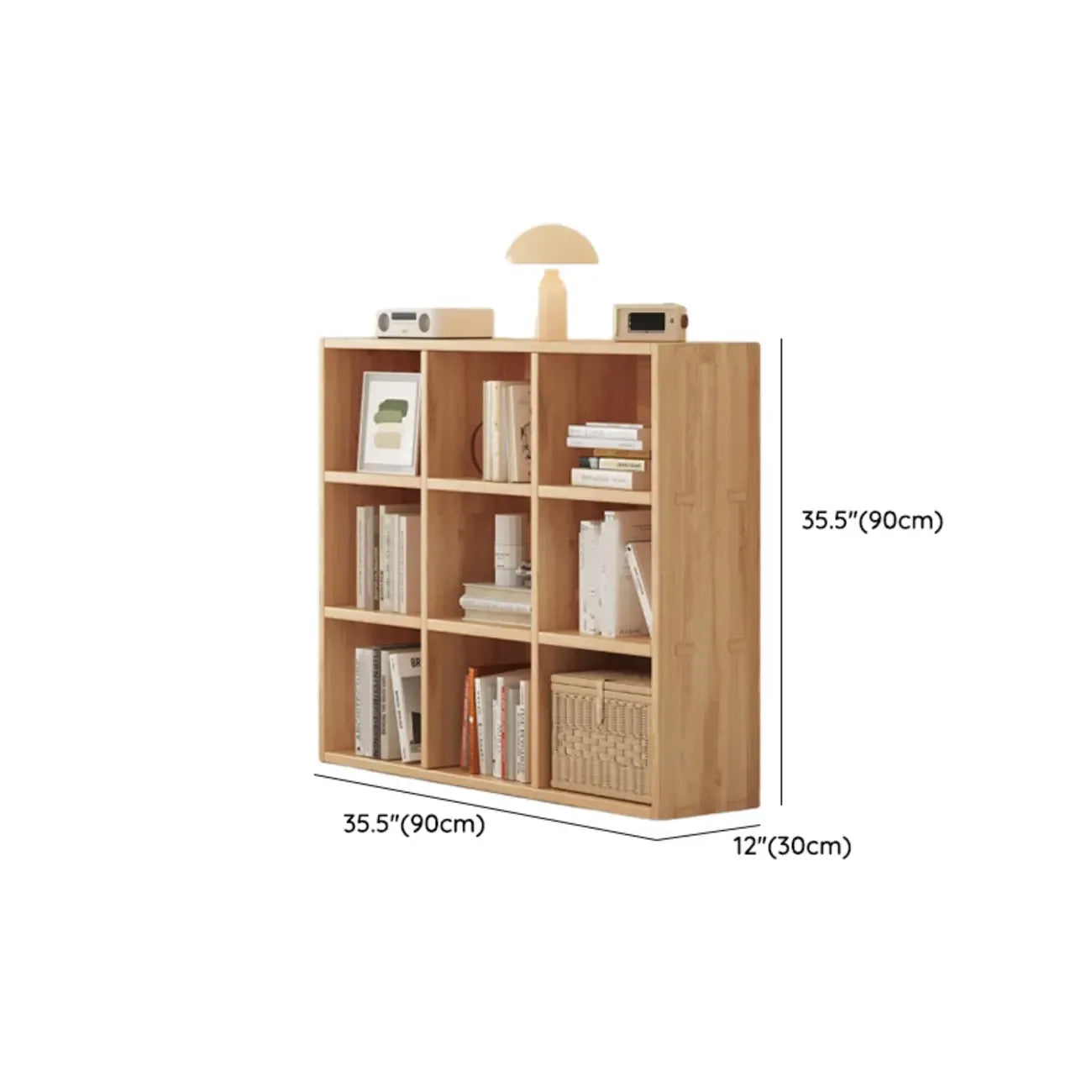 Simple Horizontal Short Natural Wood 2 Shelves Bookcase