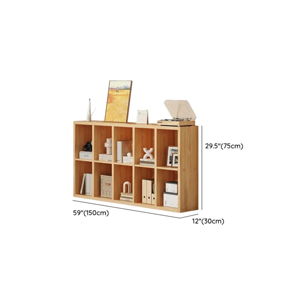 Simple Horizontal Short Natural Wood 2 Shelves Bookcase
