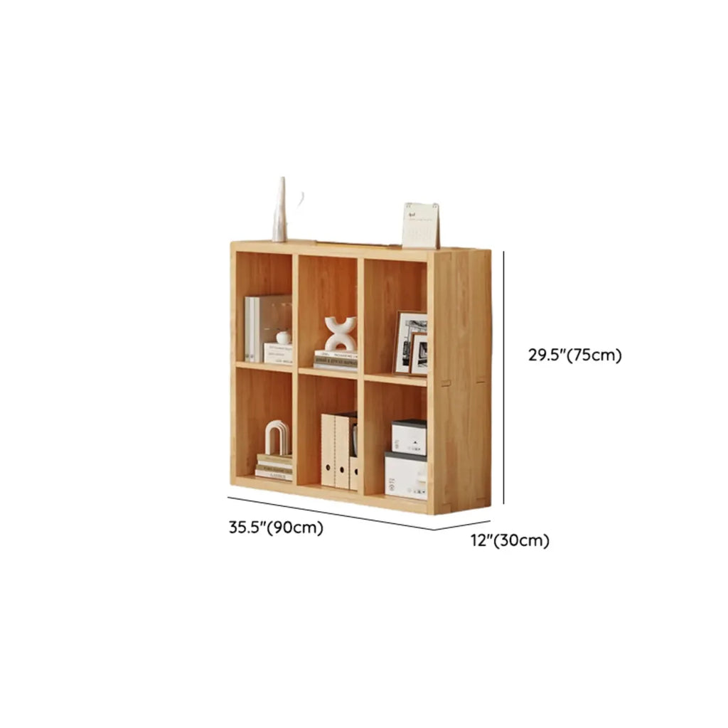 Simple Horizontal Short Natural Wood 2 Shelves Bookcase