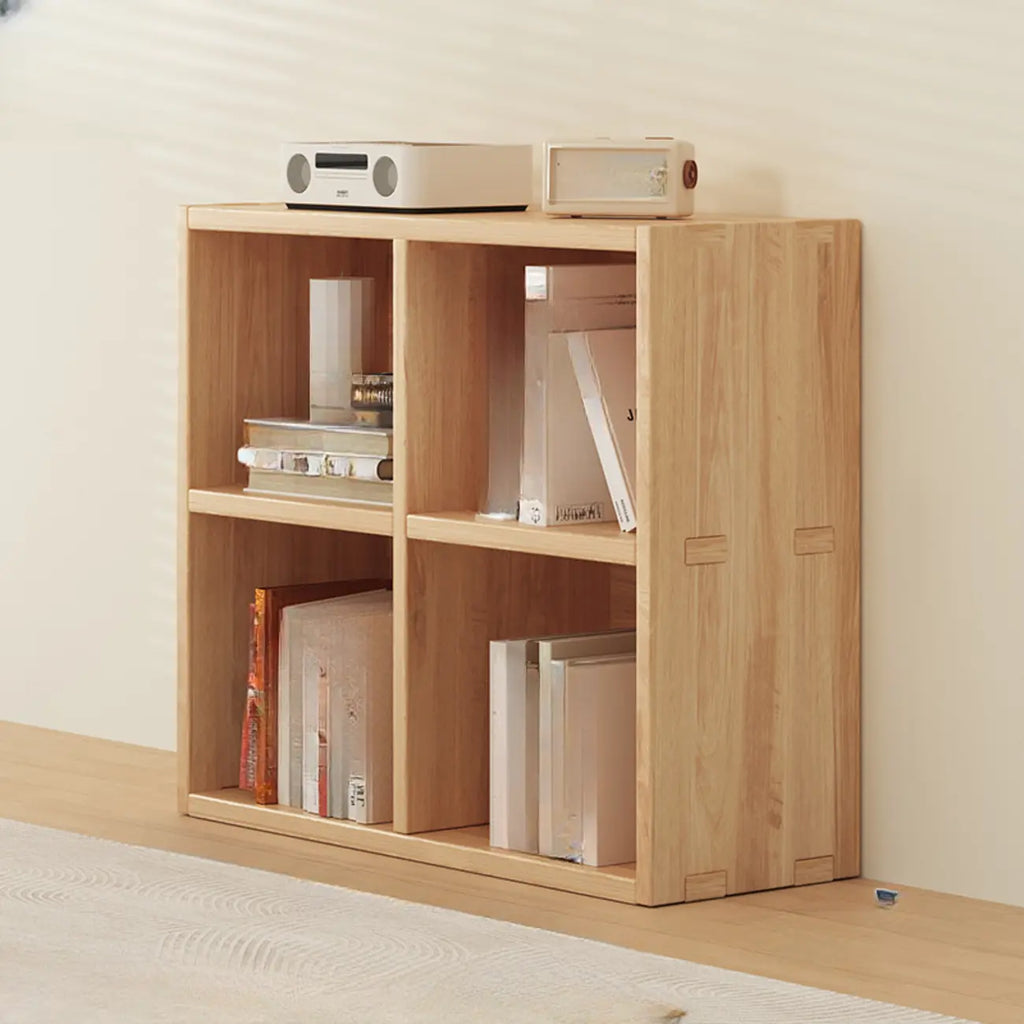 Simple Horizontal Short Natural Wood 2 Shelves Bookcase