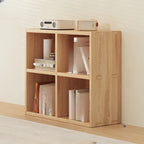 Simple Horizontal Short Natural Wood 2 Shelves Bookcase