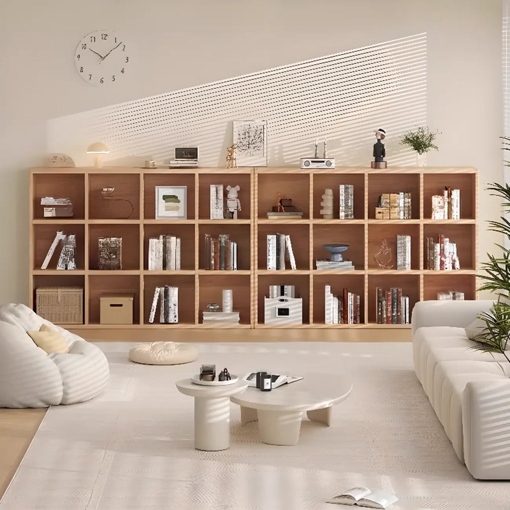 Simple Horizontal Short Natural Wood 2 Shelves Bookcase