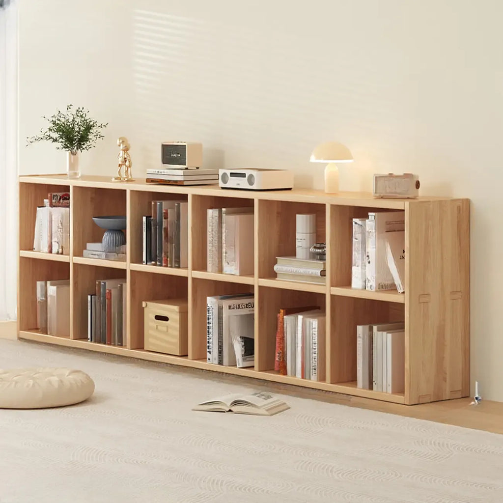 Simple Horizontal Short Natural Wood 2 Shelves Bookcase